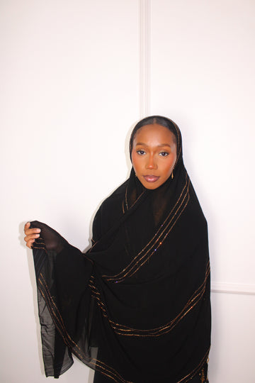 Noir Royal Strip Abaya